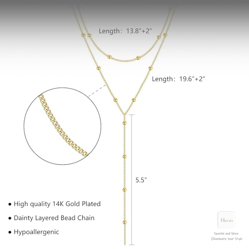 image for HERIER Gold Necklaces for Women Dainty 14k Gold Plated Long Necklaces 