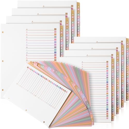 Jetec Set of 8 AZ Tab Dividers with Tabs Bulk A4 Alphabet Dividers for 3 Ring