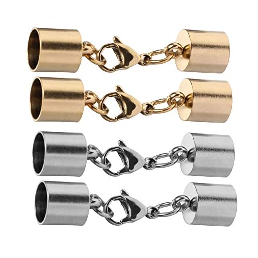 4 Stücke Karabinerverschluss Schmuck Schnur Endkappen Edelstahl - Verschluss für Schmuckherstellung Halsketten Ketten Lederband Armband DIY Gold Silber