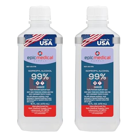 99% Isopropyl Alcohol 99 Percent, Rubbing Alcohol 99 Percent 16 oz. Bottle, General Purpose Cleaner for Glass and PCB, Technical Grade, Alcohol for Nails (2) Cover