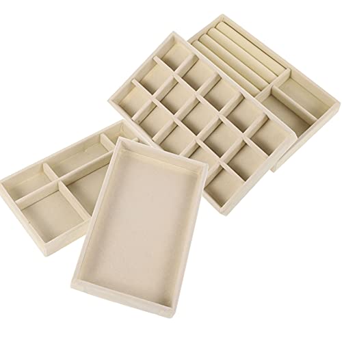 ULTECHNOVO 4Pcs Empilhável Bandejas de Jóias Organizador de Jóias Mostrar Vitrine Bandeja Organizado