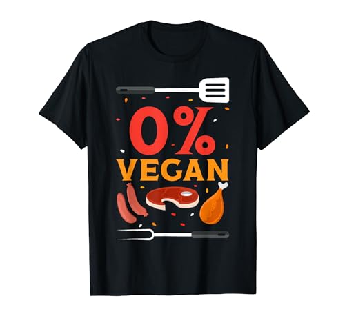 0% Vegan Zero Percent Funny BBQ Carnivore Mangiatore di carne Chef Maglietta