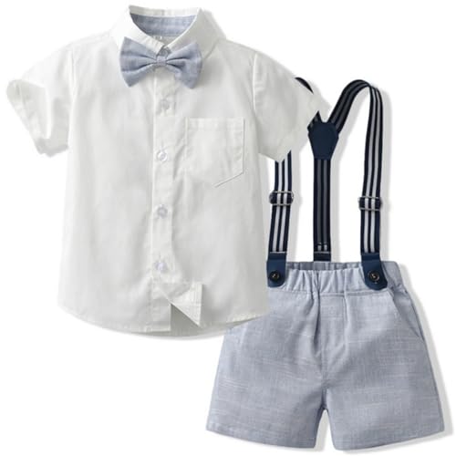 Set chemise manches courtes avec bow sling shorts garçon de 1 à 8 ans pour l'été