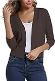 Cardigans Cropped Sweaters for Women Loose Fitted Open Front Jacket Casual Elegant Shrugs Shoulder Sweatershirt (Coffee,XX-Large)