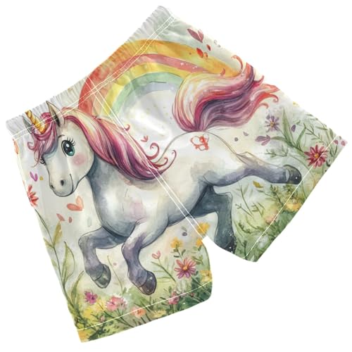 Pigsaly Boys Swim Trunks Cute Unicorn Running Boys Board Shorts Swimsuit Swimwear Summer Bathing Suit 4T2