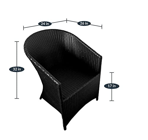 Image of Artic Fashion D-15 Chairs Table Set 4+1 Wicker Patio Furniture Sets 4 Chair and 1 Table for Garden Balcony Bedroom Powder Coated Frame Uv Protected Wicker (Black)