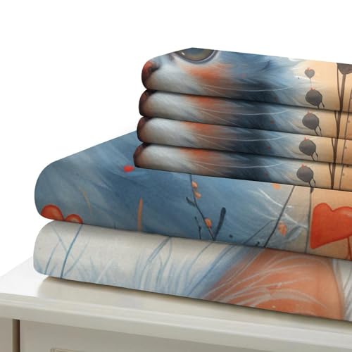 Parure de couette chat 3D en microfibre, l'idée cadeau idéale pour lit d'enfant single - 6