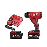 decapador sin cable Milwaukee Tools Pistola de aire caliente M18 Milwaukee 18 V 2 baterías 5.0 Ah - 1 cargador 80 min bhg-502 C 4933459772, rojo