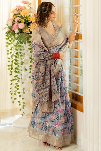 Image of MIRCHI FASHION Women Saree Cotton Blend Kalamkari Printed | Comfortable Office and Regular Daily Use Sari with Unstitched Blouse Piece