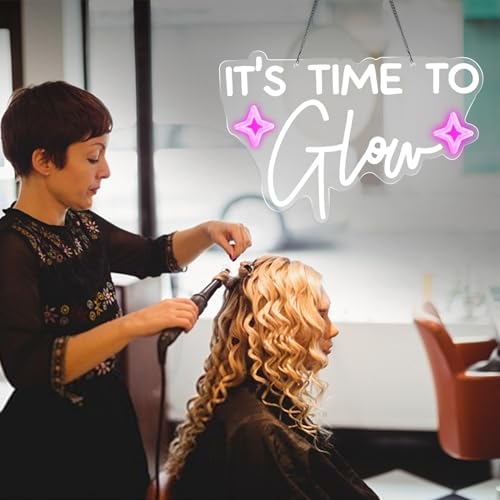 Image of It's Time To Glow Neon Sign Cowgirls Neon Decor Light Sign Girl Glow Party Led Neon Signs for Beauty Room Hair Salon Nails Wax Lash Beauty Decoration Wall Neon Sign
