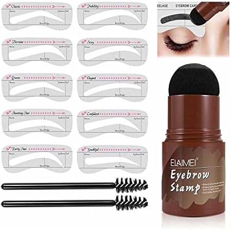 Eyebrow Stamp, One Step Eyebrow Stamp Shaping Kit, Eyebrow Stamp Stencils Kit, Waterproof, Long Lasting Eyebrow Makeup Powder Kit Eyebrow Definer for Women (Black)