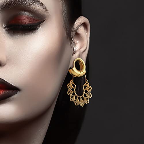 Earblity 2Pcs 10Mm/00G Gold Cuff Lobes Gauges For Ears Basic Ear Plugs Tunnels For Stretched Ears Hypoallergenic 316 Stainless Steel Ear Body Piercing Jewelry For Women Men #TOP1