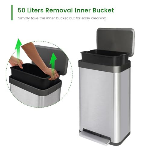 Caneca de basura rectangular de acero inoxidable 13 gal miniatura 3