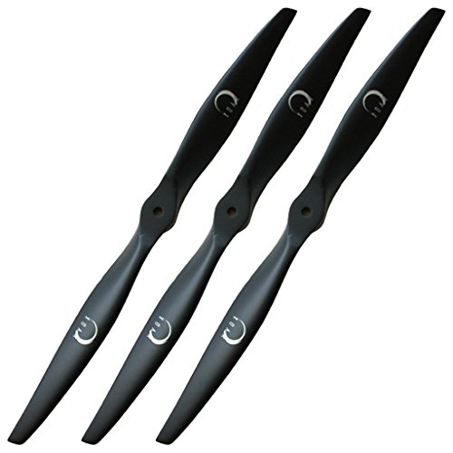 XOAR PJM-E 14x6 (3 pcs) Electric RC Airplane Propeller. 3-Pack 14 Inch 2 Blade Black Wood Prop for Electric RC Plane