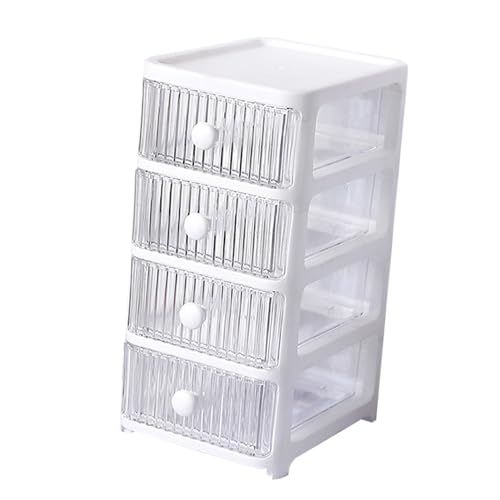 RASTKY Boîte de Rangement de Bureau Transparente Multicouche avec Tiroirs-bureau Empilable Polyvalent pour la Maison, la Chambre à Coucher et les Fournitures (4 niveaux)