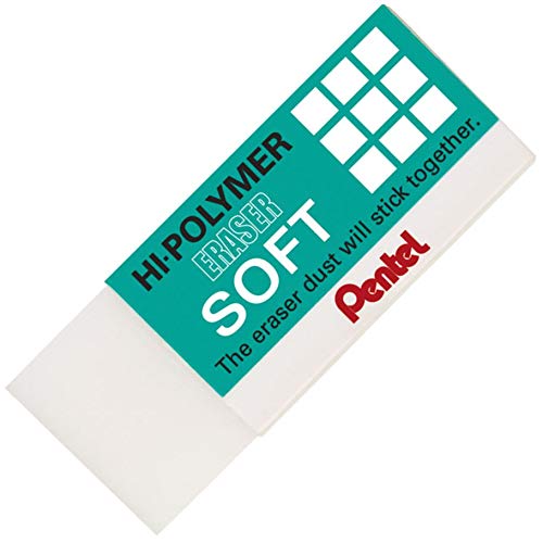 Borracha Hi-Polymer Eraser Soft, Pentel, SM/ZES-05E, Branco, Pequena