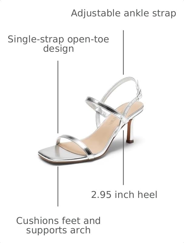 Image of DREAM PAIRS Womens Slingback Heels Square Open Toe Strappy Sandals Ankle Strap High Heeled Dressy Shoes