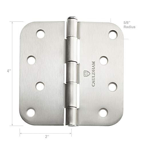 Cauldham (12 Pack) Heavy-Duty 4" Interior Door Hinges With 5/8" Radius Corners - Satin Nickel #TOP2