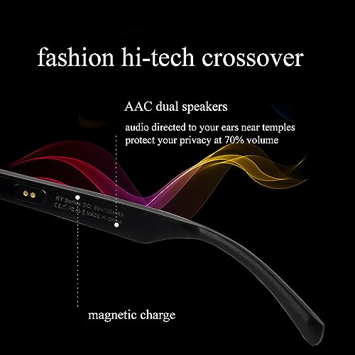 Smart Glasses Bluetooth-Audio Glasses with Speakers Music Glasses, Touch Voice Assistant, Blue Light Lenses, Hands Free Calling, Open Ear Sound Glass(Black) - Image 3