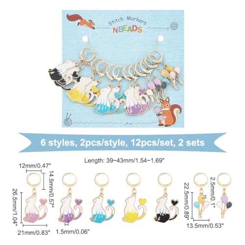 NBEADS 24 Pcs Cat Stitch Markers - Image 2