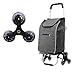Produktbild Pkfinrd Deluxe Shopping Shopping Car 3 Räder Einkaufswagen Kleinwagen Aluminium-Legierung Folding Tragbarer Haushalts-Handwagen Shopping Auto Shopping Auto-L45 * 39 * 95cm