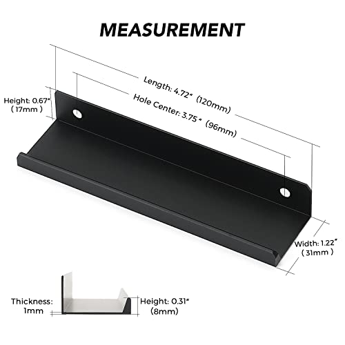 Image of Ravinte 6 Pack Finger Pulls for Cabinets 120mm /4.72 inch Length Black Pulls