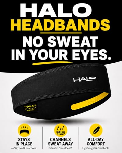Image of Halo Headband Halo II, 2 inch Wide Sweatband Pullover Running Headband for Men and Women, No Slip with Moisture Wicking Dryline Fabric and Sweat Channeling Technology | Patented SweatSeal directs sweat away from face
