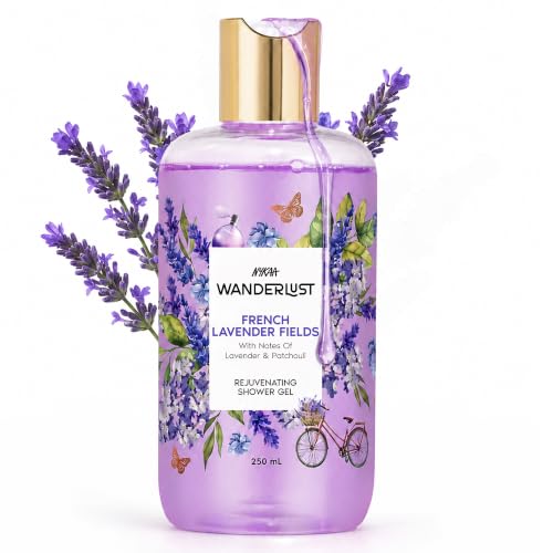 Image of Nykaa Wanderlust French Lavender Relaxing & Destressing Floral Perfume Body Wash, with Patchouli, Vitamin E & Glycerine, Hydrating Shower Gel for Smooth & Soft Skin, Long-lasting Fragrance, No Paraben