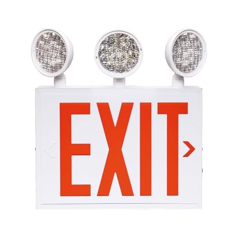 TANLUX New York Approved Emergency Exit Sign, Red Exit Signs with Emergency Lights, Hardwired with Battery Backup, AC 120/277V, Single and Double Faces, Two or Three Heads Optional Cover