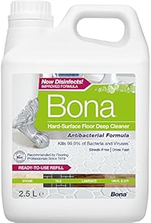 Bona Antibacterial Hard-Surface Floor Cleaner Liquid, 2.5 Litre Refill Bottle