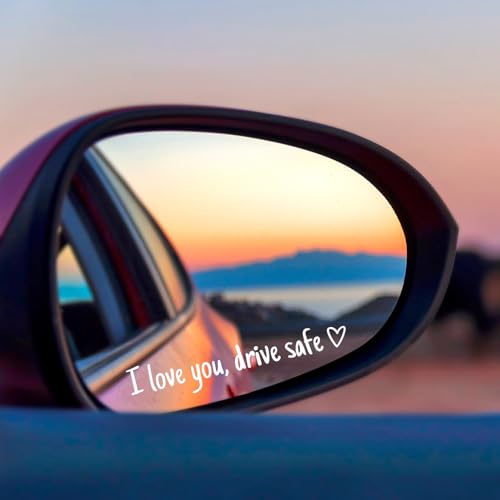 Image of 6psc Car Rearview Mirror Decal, I Love You Drive Safe & Trust in God Vinyl Rear View Mirror Sticker Affirmation Reminder Sticker Car Decoration for Window Water Bottle (White, Black, Pink)