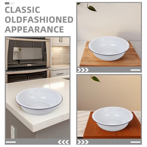Tazón Vintage Grande de Horno Esmaltado 36cm Blanco miniatura 3