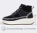 LUCKY STEP Women's Platform High Top Sneakers Fashion Zipper Woven Chunky Ankle Boots Casual Tennis Retro Braided Walking Shoes(Black,11)