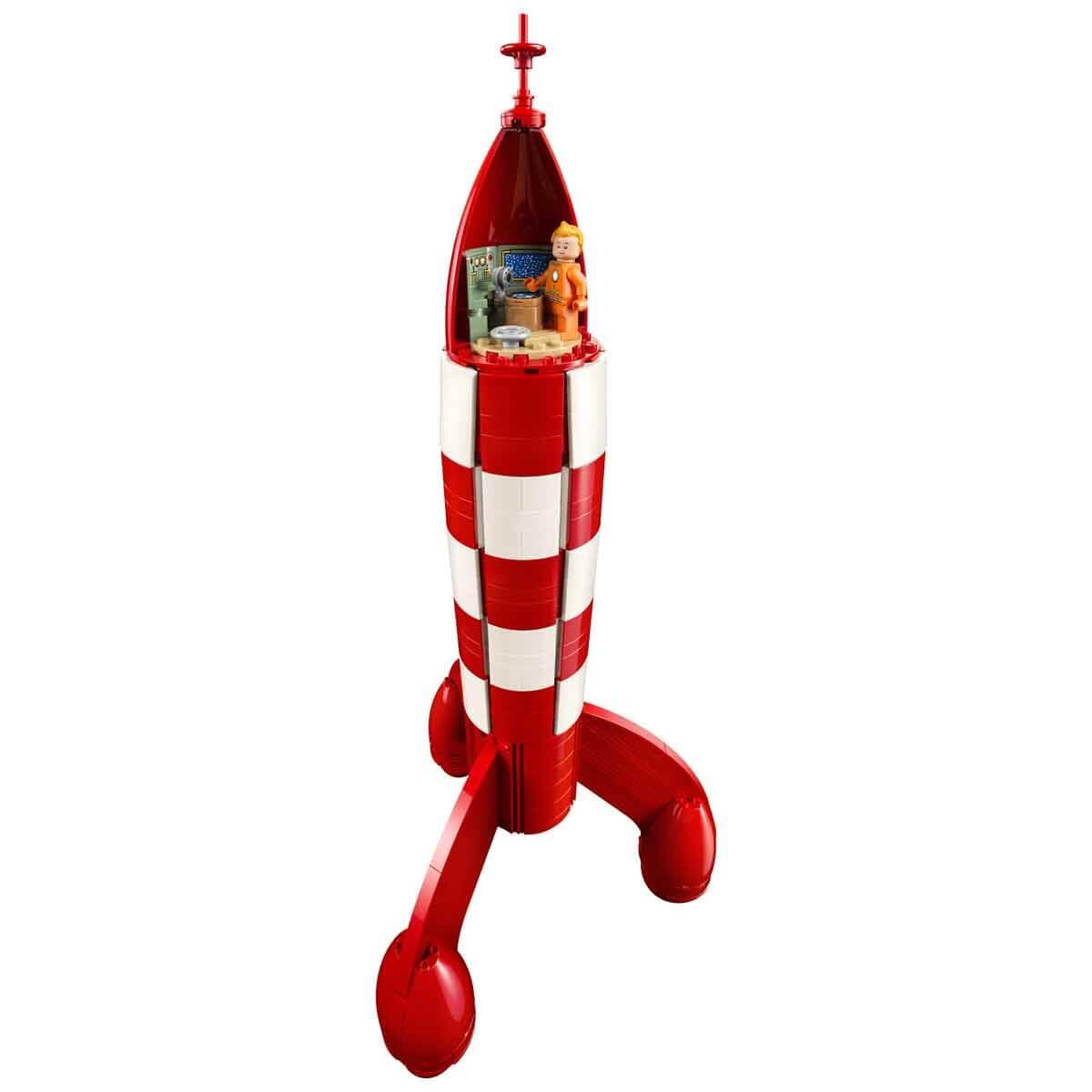 LEGO Ideas La Fusée de Tintin - Maquette de Navette Spatiale pour Adulte - Décoration de Bureau DIY avec 5 Minifigurines & Figurine de Milou Le Chien - Idée Cadeau pour Fans de Bande Dessinée 21367