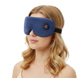 Telepepe beheizte Augenmaske, Wärmebrille mit Akku ohne Kabel, 3 Wärmestufen waschbarer Bezug, Geschenke für Familie und Freunde (Dunkelblau)