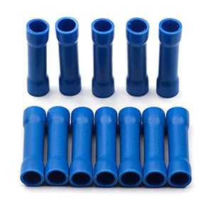 BV1.25 BV2.5 BV5.5 geïsoleerde krimpterminals elektrische draad kabel krimpaansluiting stekkerset assortiment kit terminals (kleur: blauw, pinnen: 50 stuks)