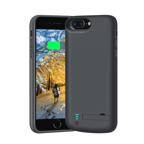 BAHOND [Upgraded Battery Case for iPhone 8 Plus/7 Plus/6S Plus/6 Plus 6000mAh Rechargeable Extended Battery Charging Charger Case Add 1.5x Extra Juice Support Wired Headphones (5.5 inch) Black