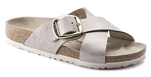 Birkenstock Siena Big Buckle Washed Metallic Rose Gold Leather 38 (US Women's 7-7.5) Narrow