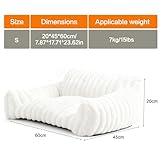 CAIEJSAEN Katzenbett Flauschig, Hundekorb Waschbar, Hundesofa Kleines Katzenkorb für Hunde und Katzen, Hundebett Weiß, 60x45x20cm