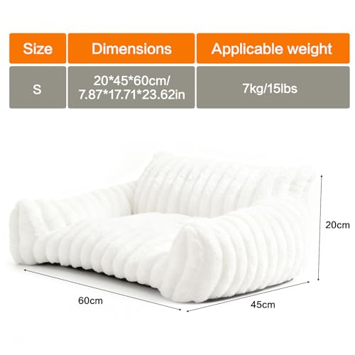 CAIEJSAEN Katzenbett Flauschig, Hundekorb Waschbar, Hundesofa Kleines Katzenkorb für Hunde und Katzen, Hundebett Weiß, 60x45x20cm