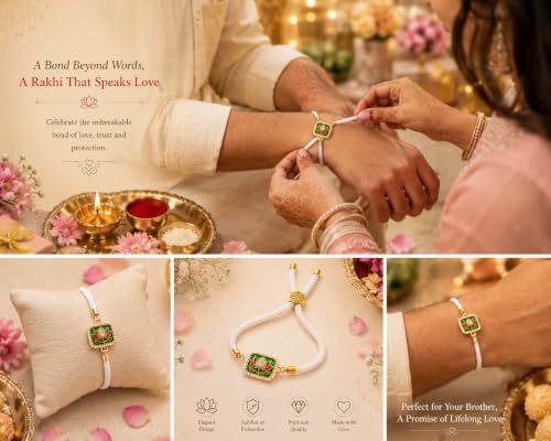 Image of M.F.H Premium Designer Rakhi for Brother | Adjustable Handmade Raki Bracelet |Traditional Raksha Bandhan Gift for Brother | Comfortable & Skin-Friendly RaKi