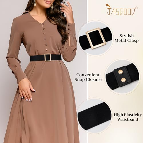 JASGOOD Wide Christmas Elastic Santa Waist Belt - Black Stretchy Women's Cosplay3