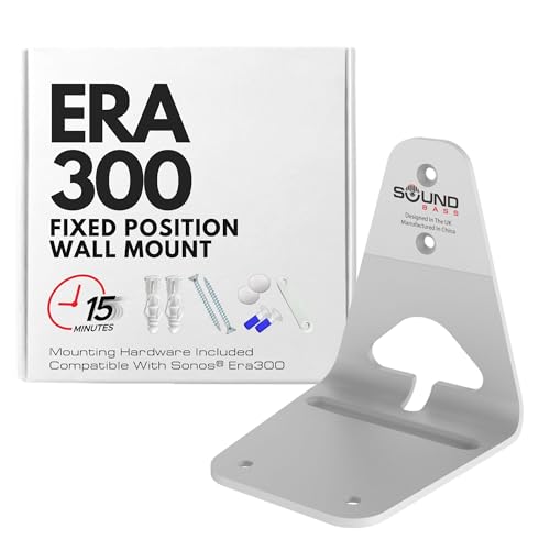 Image of Sound Bass ERA300 Wall Mount Bracket, Low Profile, White, Single (1pc) | Compatible with Sonos ERA 300 Speaker, Complete with All Fixing Hardware