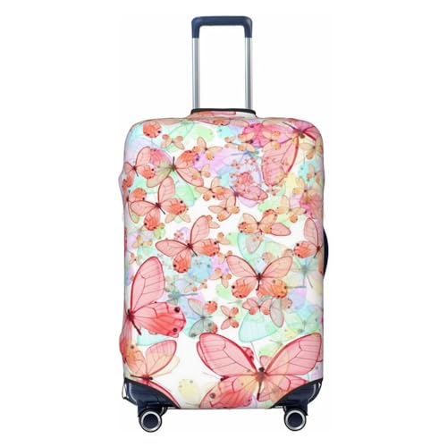 ESASAM Housse de protection élastique pour valise, accessoires de voyage, essentiels de voyage, housse de protection pour valise, housse de protection élastique pour valise, papillon rose, S