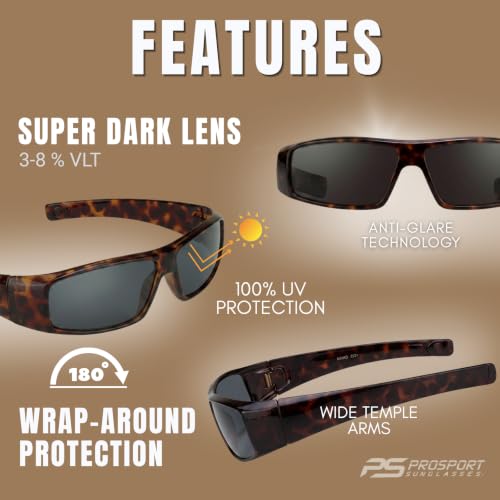 Image of proSPORT FULL LENS READING Sunglasses Wrap Around Sun Readers Rectangular Men Large Fit +100 to - NOT BIFOCAL