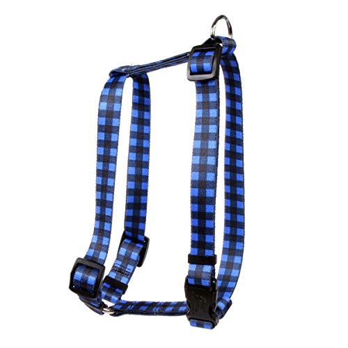 Image of Yellow Dog Design Buffalo Plaid Blue Roman Style H Dog Harness Fits Chest of 8 to 14 inch, X-Small /3 /8