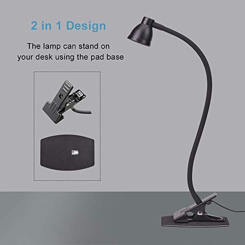 Psiven Clip On Light, Dimmable Clamp Desk Lamp (3000-6500K Adjustable Color Temperature, Eye Care, Ul Listed Ac Adapter) Led Clip Reading Light For Headboard, Bedside, Desk, Office, Workbench #TOP5