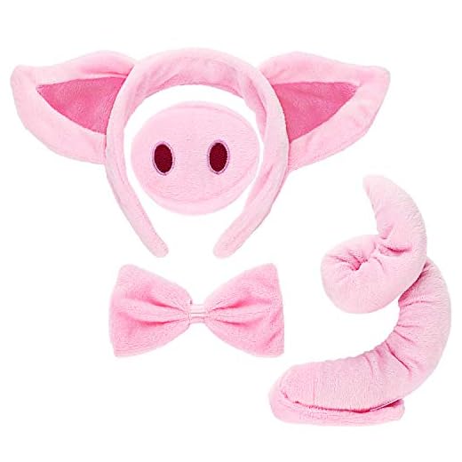Conjunto de Traje Cerdo Orejas Cerdo Nariz Cola y Pajarita Cerdo Rosa Kit de Disfraces de Disfraces Accesorios para Niños