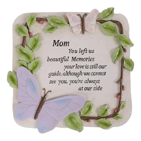 10 Inch Polyresin Memorial Garden Stone, Sympathy Gift for Loss of Mom, Memorial Plaques for Outdoors, Garden Stones in Memory of Loved Ones, Remembrance of Beloved Mather (Mom) Cover