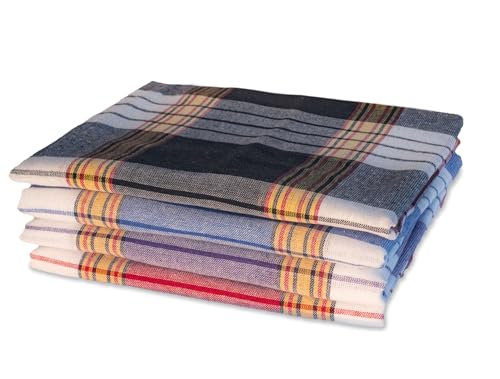 Carenesse Hamamtuch Classic 4er Set 80 x 170 cm I Hamam Handtücher aus Baumwolle I 4X saugfähiges schnelltrocknendes Pestemal rot/blau/schwarz/lila kariert I Hamam Strandtuch/Saunahandtuch